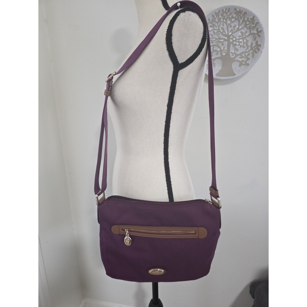 VRare HtF Coach Sawyer Purple CanvasTwill Leather Trim Crossbody ShoulderBag EuC